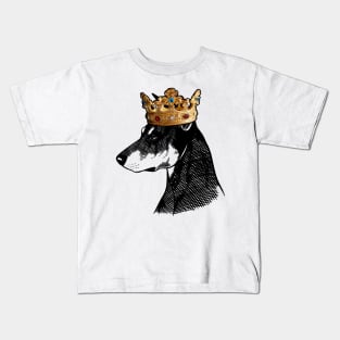 German Pinscher Dog King Queen Wearing Crown Kids T-Shirt